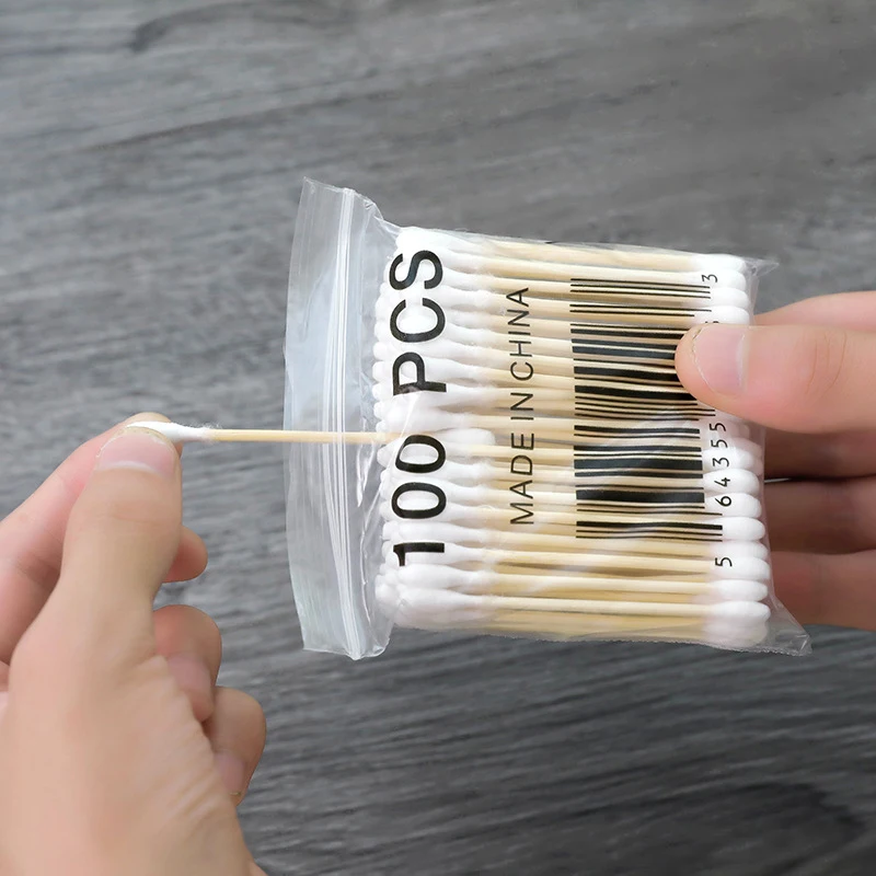 Disposable Micro Cotton Swab Wooden Cotton Swab With Sharp Tip Wooden Eyeliner brush