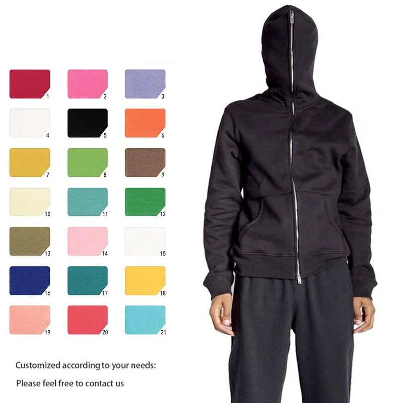 Manufactory Direct Black Pullover Custom 3D Puff Printing Full Face Zip Up Men Hoodie