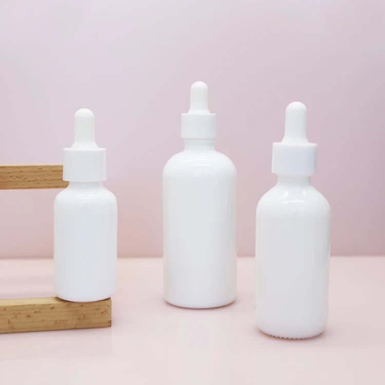 glass cosmetic 20ml essential oil dropper bottle round original white luxury serum oil bottle custom with white lid
