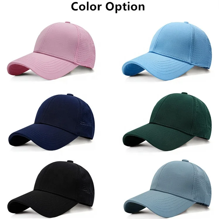 High Quality Quick Dry Hard Structured Waterproof Breathable Laser Cut Hole Lightweight Running Cap Baseball Mesh Sport Cap