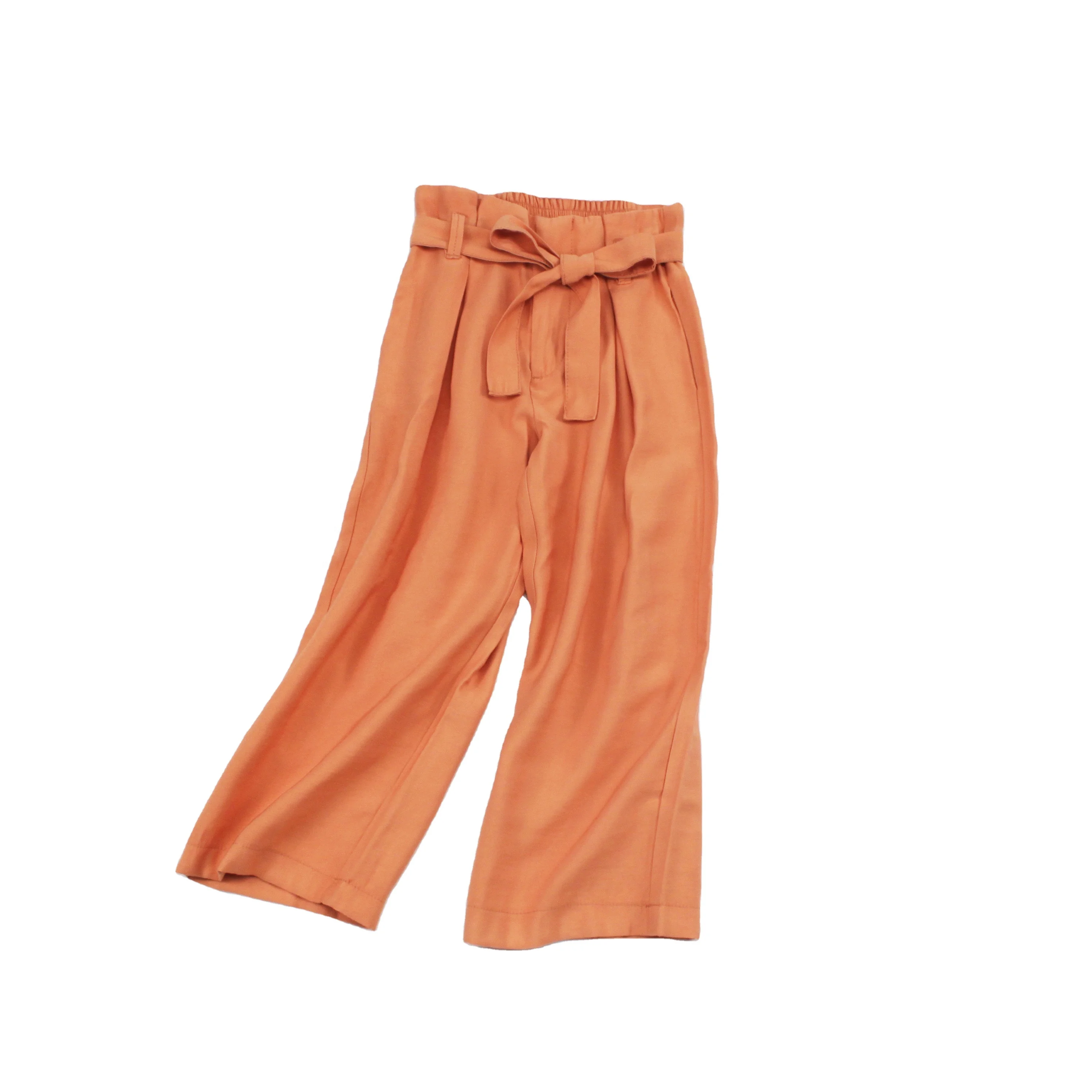 
New Arrival kids Girls 3/4 Pants orange Wholesale girl Wide legged trousers 