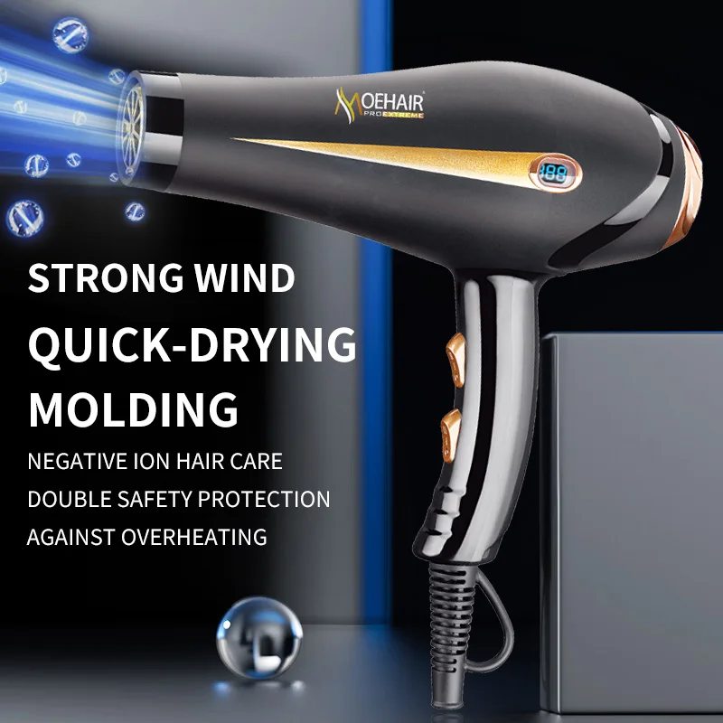 Moehair Ready Stock LED Display AC Motor Salon Hair Dryer With Diffuser Concentrator Nozzle