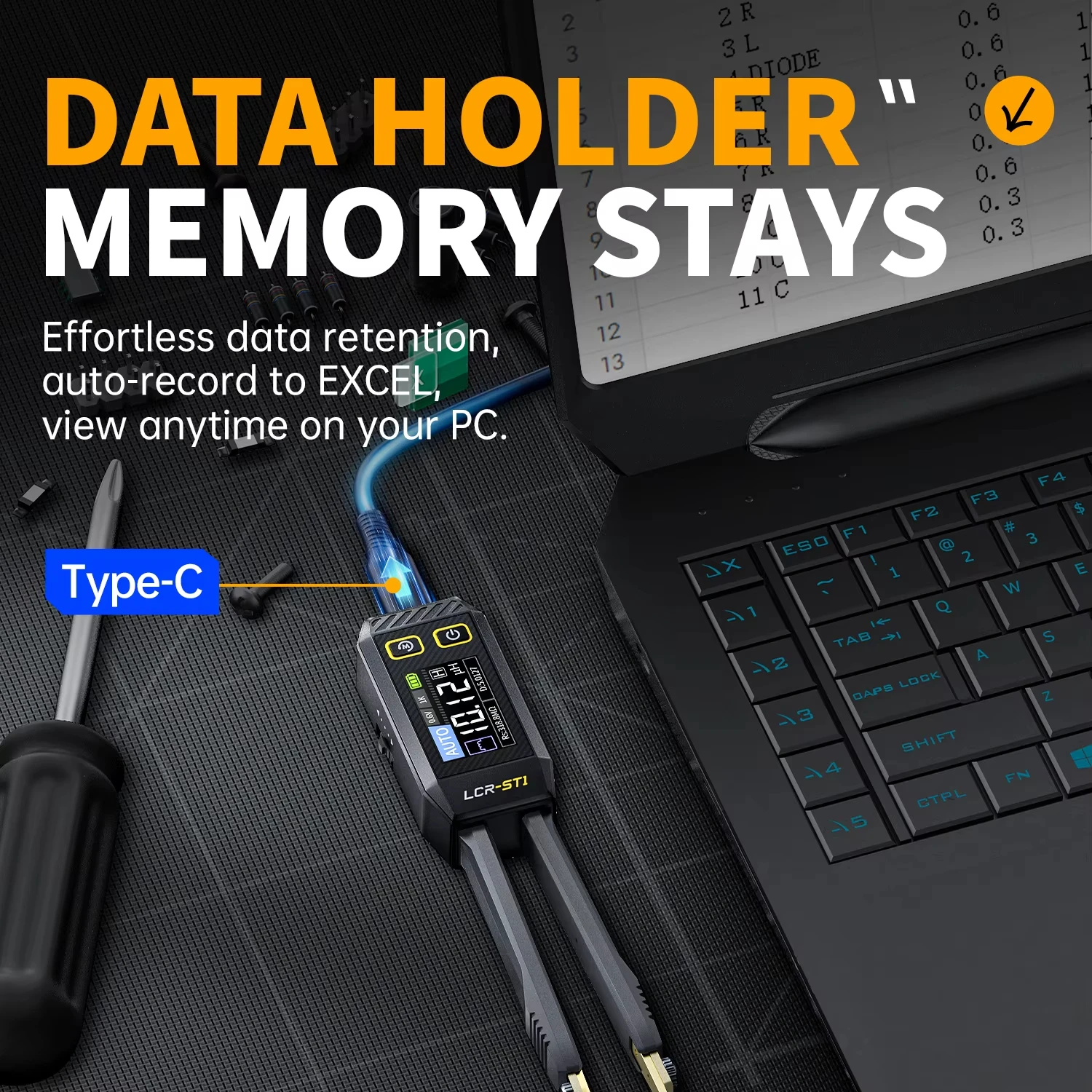 FNIRSI LCR-ST1 Smart Tweezer LCR SMD ESR Tester Resistance Capacitance Inductance Continuity Diode Test Auto Multimeter Tools