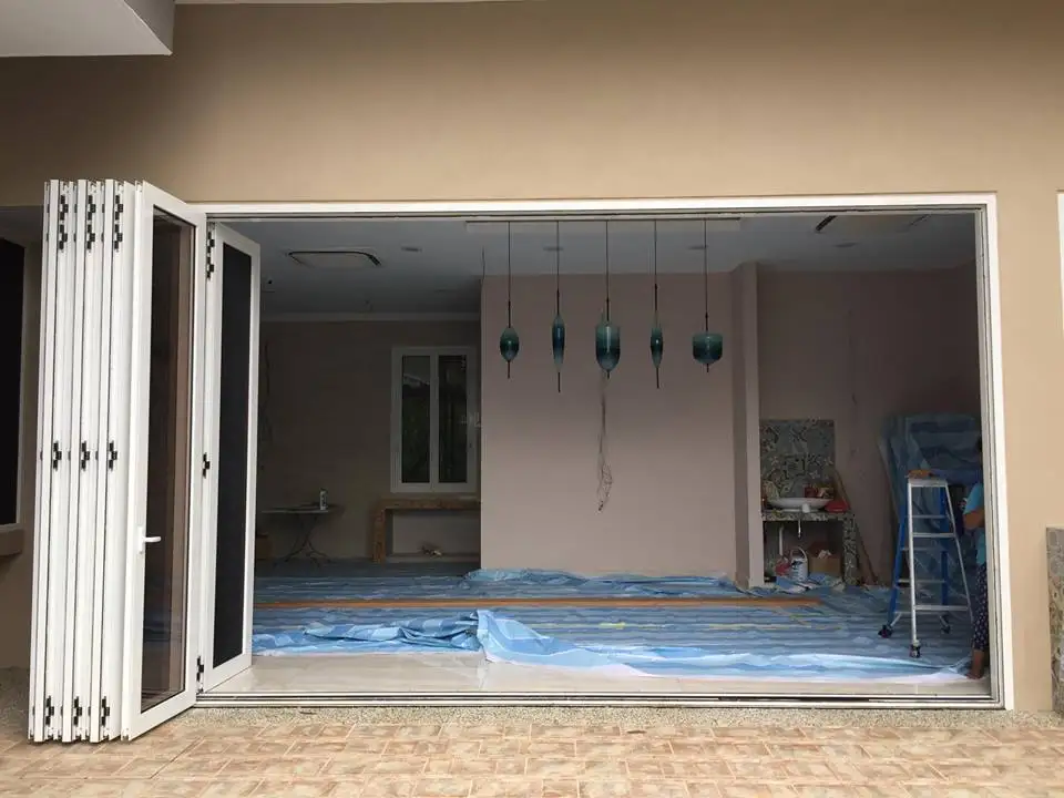 Tempered Glass Stainless Steel Wire Mesh Security Folding Door Using 6 Point Locking System OEM Manufacture in Malaysia