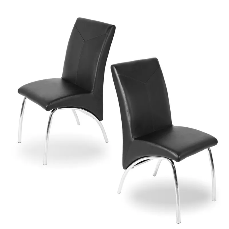 Chromed Frame PU Leather Square Backrest velvet chair