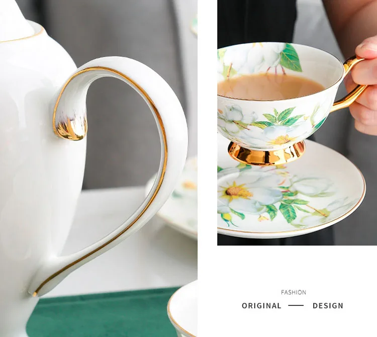 Wholesale British 21 Heads Coffee Set Cup Set  Afternoon Tea Set European Coffee Cup And Saucer With Gift Box