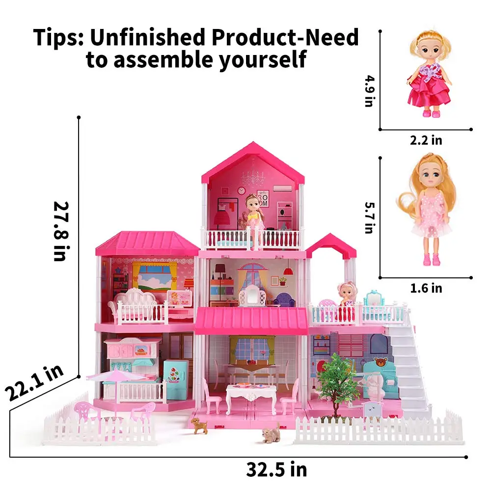 WANHUA modern wooden miniature doll house furniture toy wooden house for dolls