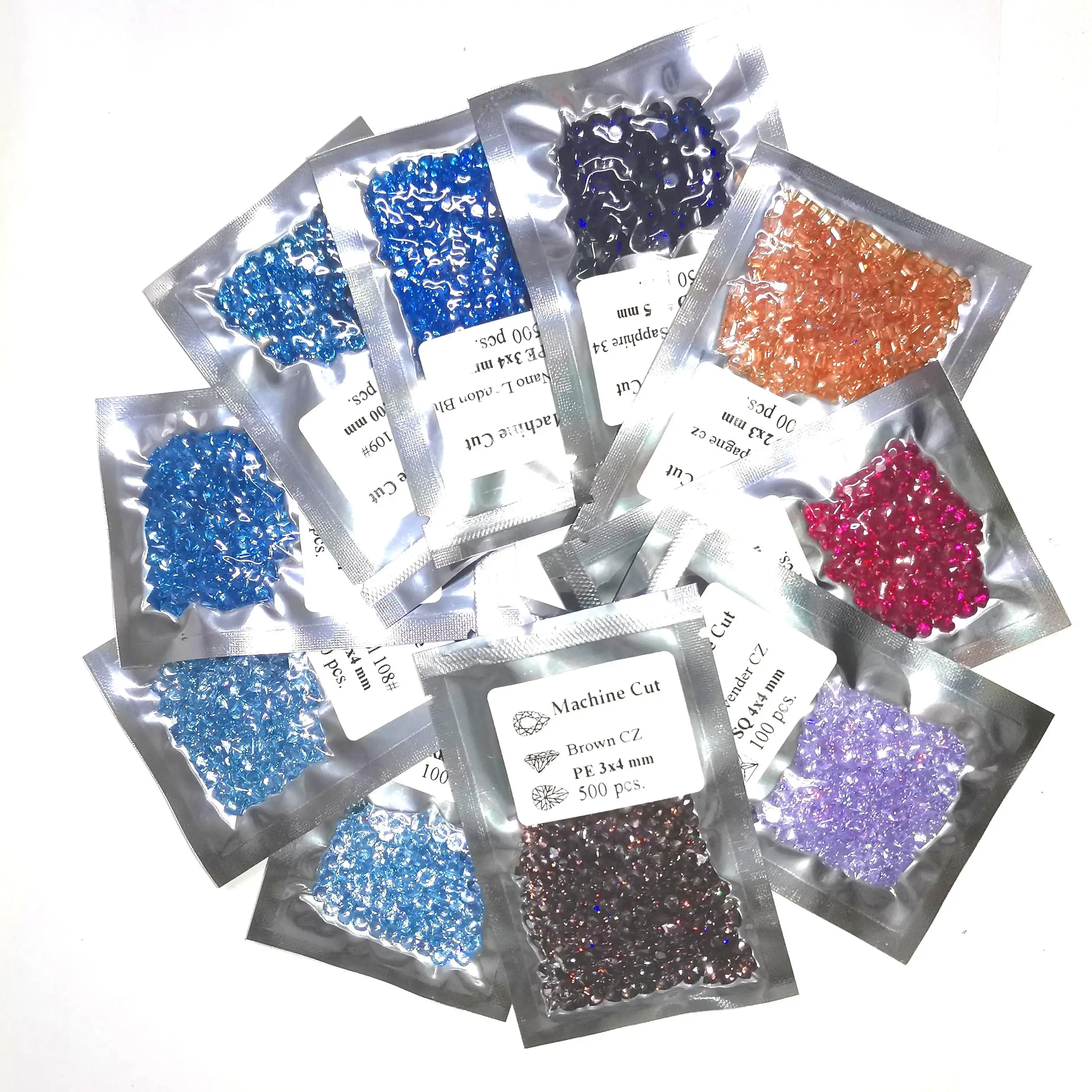 Machine cut fake diamond synthetic round shape multicolor cubic zirconia loose gemstones for jewelry making