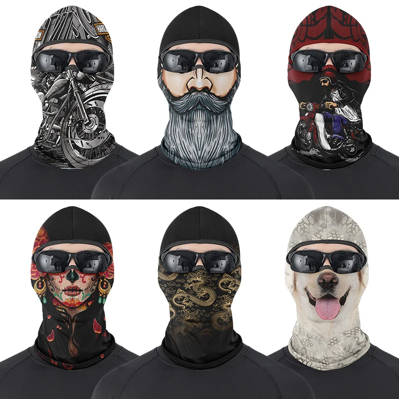 High Quality Summer Breathable Quick Dry Headgear 3D Anime Skull Balaclava Man Full Face Ski Mask