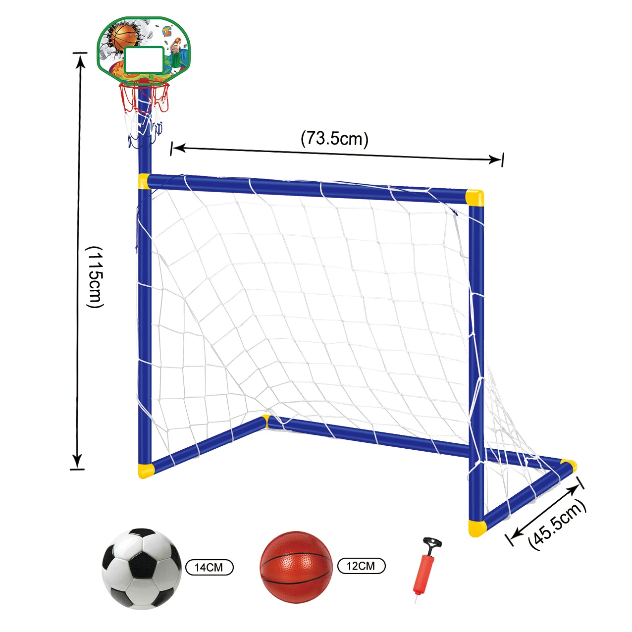 2 in 1 Kids Toy Basketball Hoop Soccer Goal Set Sports Toys Game for Toddlers and Children for outdoor and indoor
