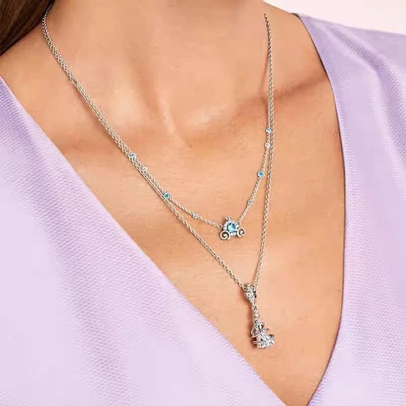 925 Sterling Silver Earrings Pumpkin Car Crown series Ring Shining zircon Eternity Earrings Fashion Necklace women jewelry gift