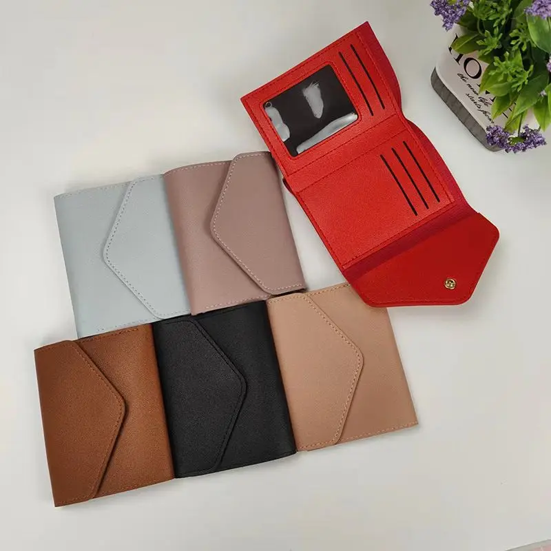 New Minimalist Small Short Cheap Mini Cute Slim Leather Wallets For Woman Ladies Girls Stylish Purses