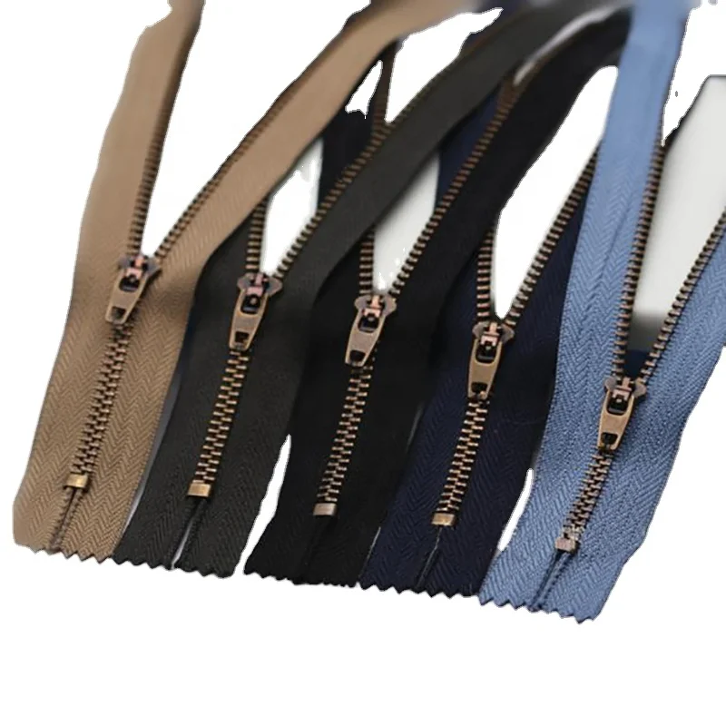 KYY High Quality Factory Price 4.5Yg  4Yg Antique Brass Silver Metal Zipper for Jeans Garment Accessories