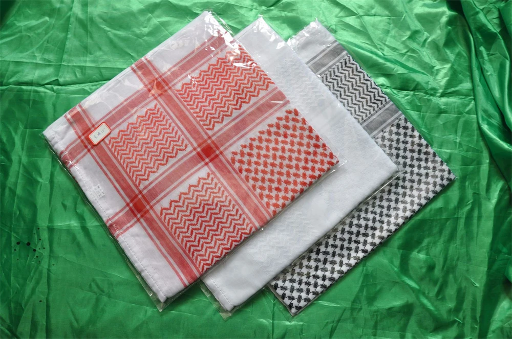 Wholesale Men Yashmagh Shemagh red and green Arab Men Arafat Scarf Keffiyeh palestine scarf