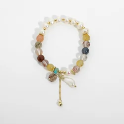2021 Trend Baroque Freshwater Pearl Bracelet Colourful Natural Stone Beads Elastic Bracelets
