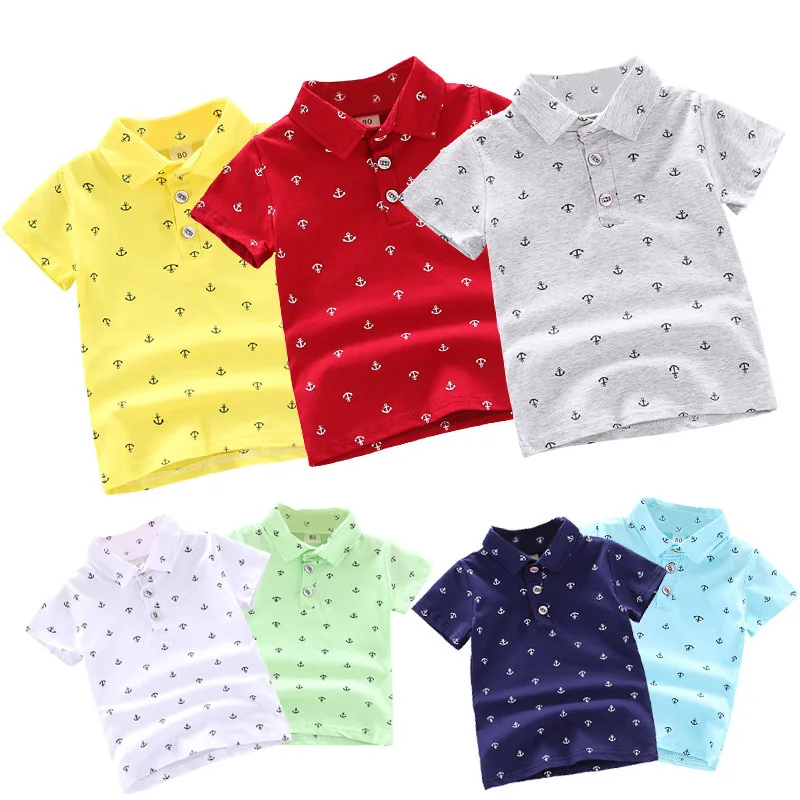 High Quality 100% Cotton Pique Sublimation Printed Breathable Toddlers Clothing Baby Boys Polo Shirt 2-7Y