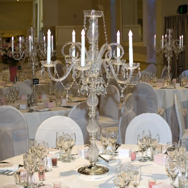 ADL 7 Arms Clear Crystal Candelabra Wedding Table Centerpieces for Flower Stand Flower Base and Wedding Decorations Crafts Tall