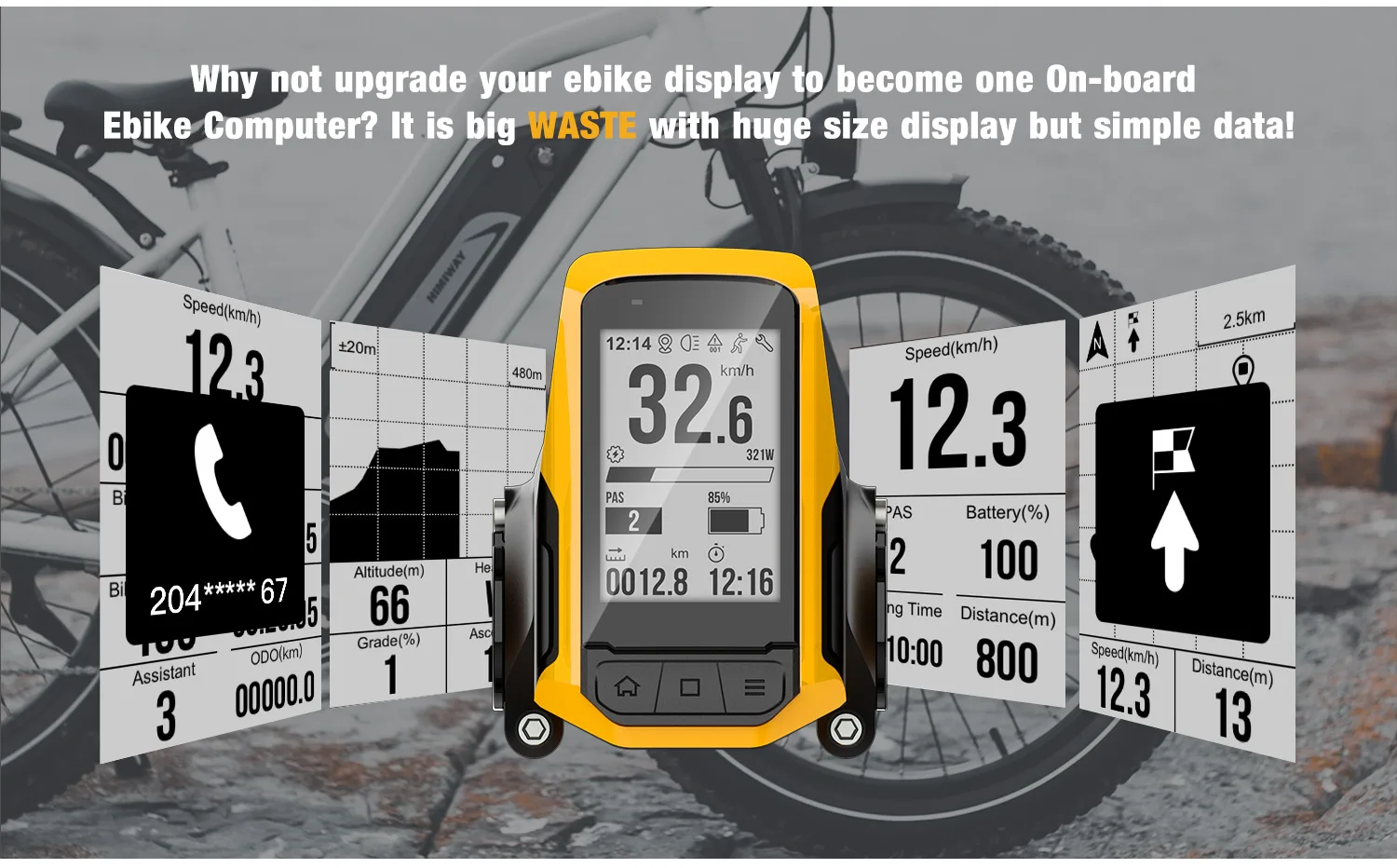 Ebike LCD Display 24V/36V/48V/ 250W/350W Speed Controller with Waterproof LCD Display OEM ODM for Electric scooter E1
