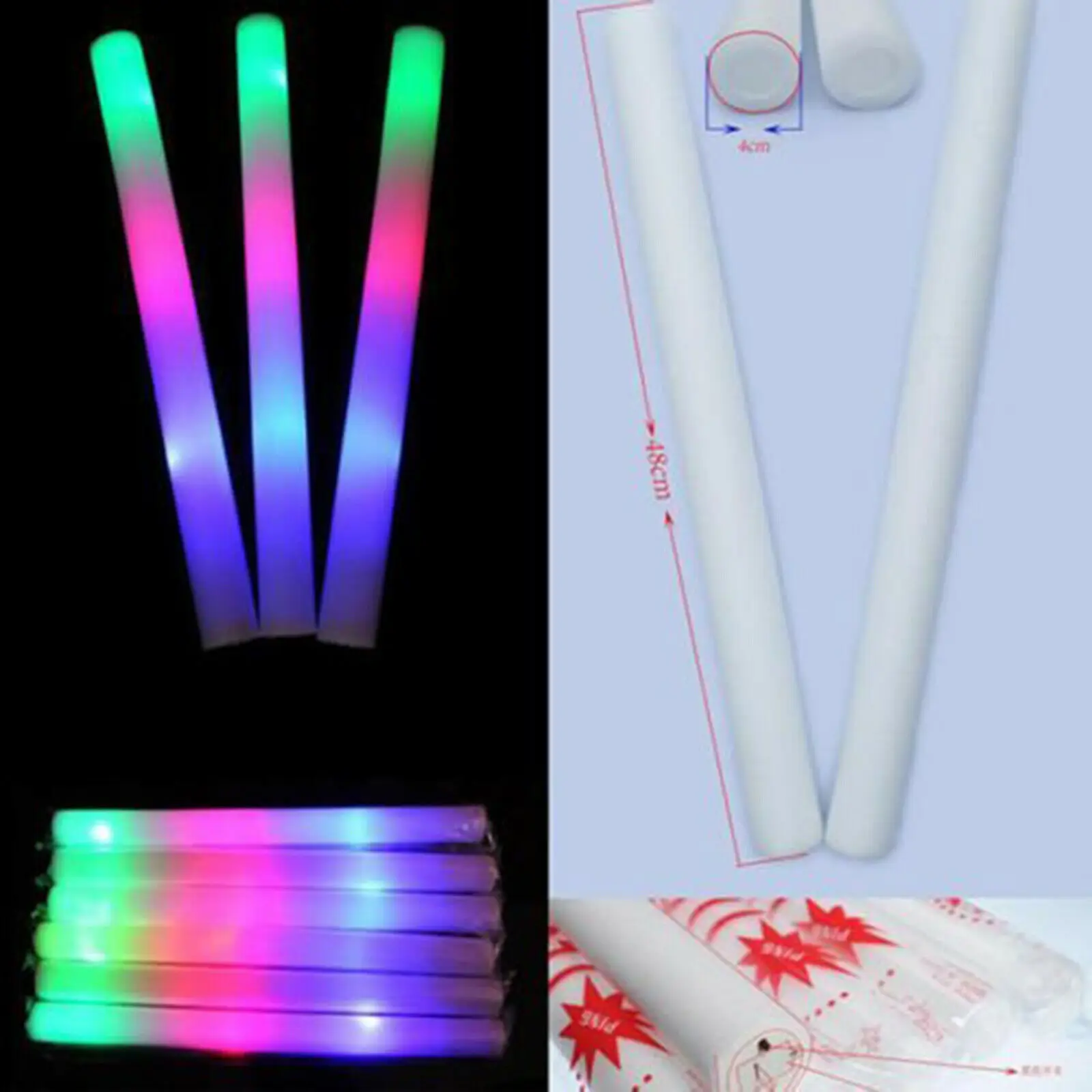 Promotional Factory Price Flashing Multi Color Led Light Foam Glow Sticks Concert Party Supplies
