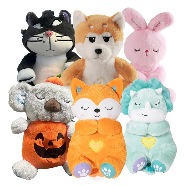 Cute Breathing Stuffed Animals Soothe And Snuggle Otter Sleep Buddy Sound Machine With Rhythmic Breathing