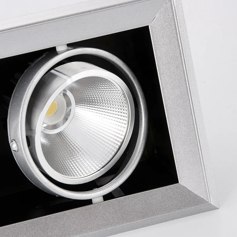 Rectangular double head grille led downlight anti glare spotlight led ceiling light 7w 10w 15w Commercial Recessed Led Downlight