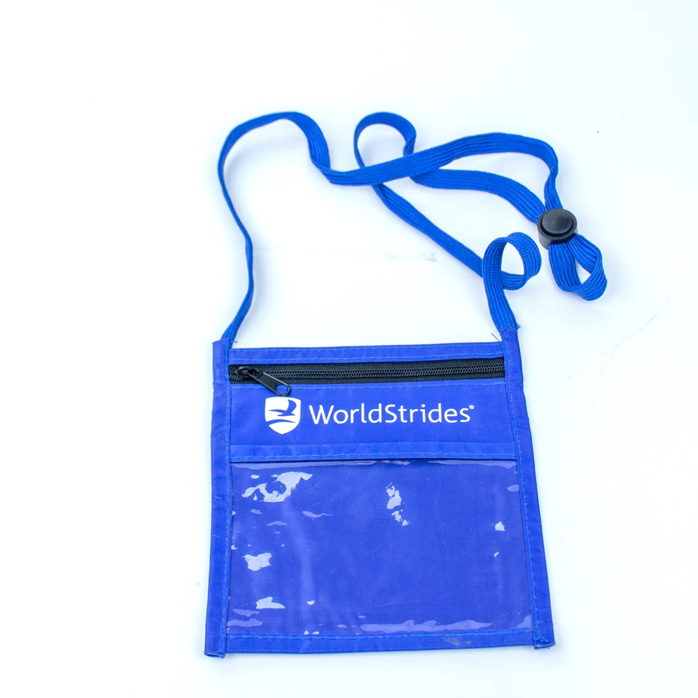 Custom corporate ID sleeve School Exhibition ID Passport holder Passport bag card sleeve lanyard and soft Pvc pocket