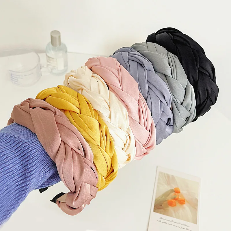 Plain Hair Accessories Hair Band Silk Wide Hairbands Headbands For Women