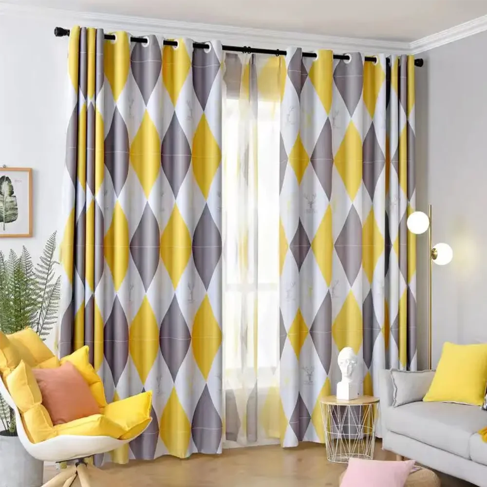 Curtain Panels Heavyweight Jacquard Drapes Shutters Curtains Simple Color Contrasting Geometry Floral Kitchen Window Curtains