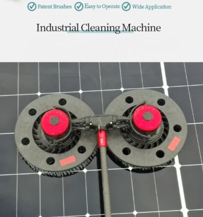 36V High Speed Cleaning Solar Panel Brush Equipment Rotary Double Head Solar Cleaning Tool With Brushless Motor