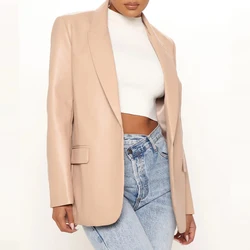 2022 Female Wholesale Casual Suit Ladies Faux Women Designer Leather Blazer