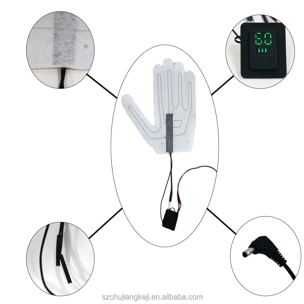 Composite heating wire 7.4 V electric heated gloves pad for heated gloves