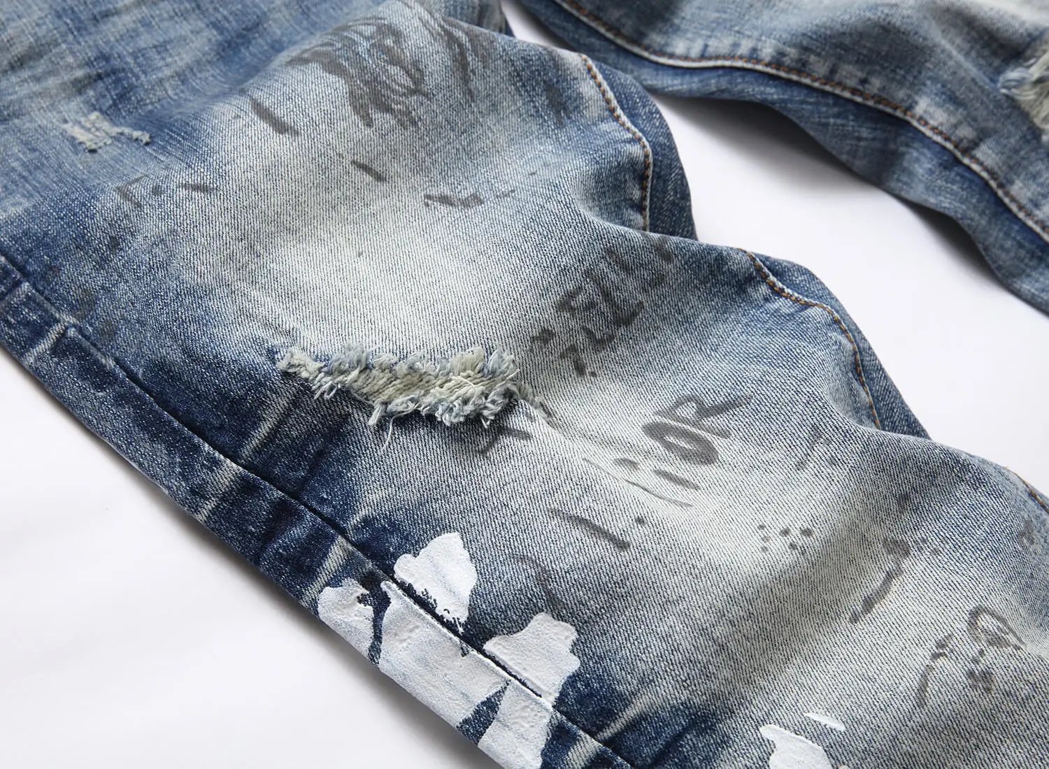 Oem Custom Mens Ripped Hip Hop hip hop straight Designer Streetwear Fashion Quality Jeans