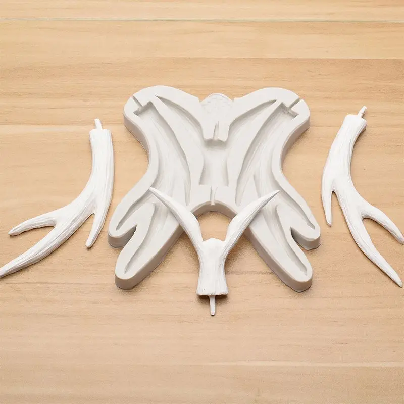 Exquisite christmas antlers sika deer liquid silicone fondant cake mold soft not deformed baking tools