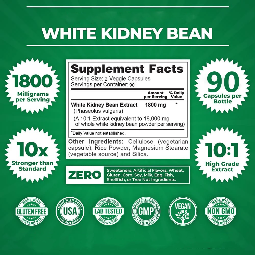 Slimming capsule Energy Booster White kidney bean capsules 100% Pure Carb Blocker and Fat Absorber Natural Energy Pills