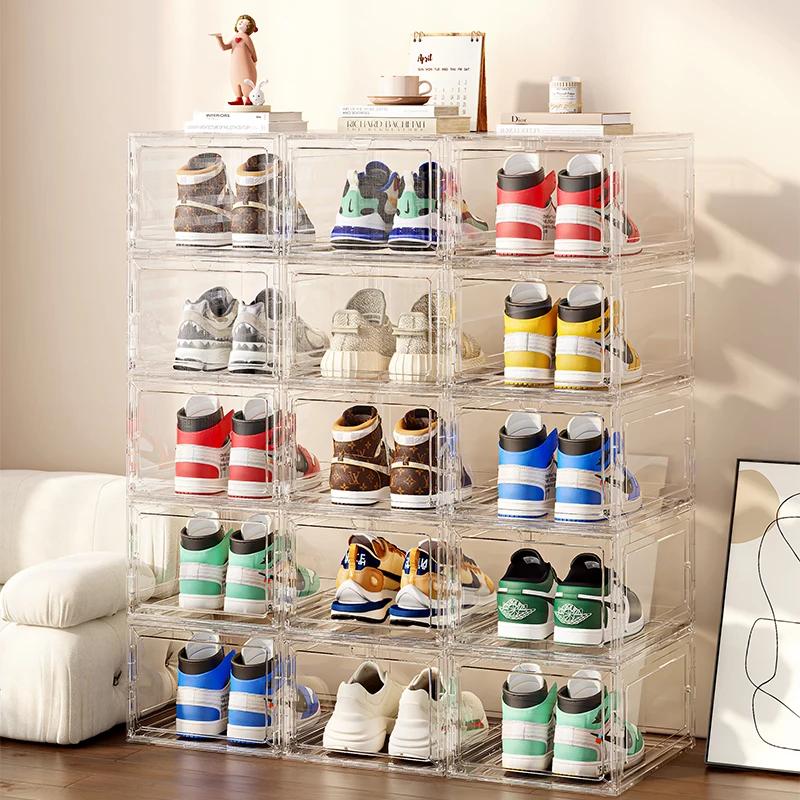 Foldable Dust-proof Shoe Box Transparent Thick Clamshell Drawer Display Box for Shoes Jewelry Hats Toys Display