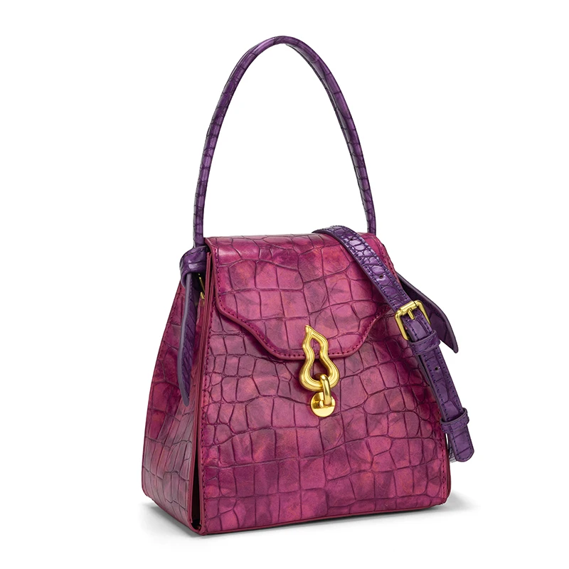 2024 Wholesale OEM Top Handle Small Shoulder Bag Luxury Mini Stone Embossed Leather Flap Bags Handbag For Woman