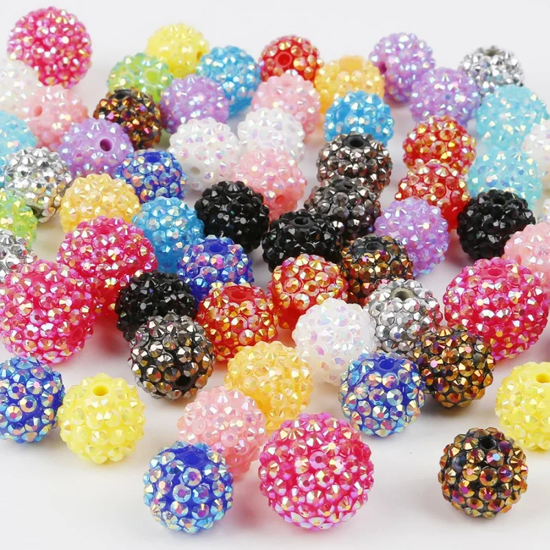 20mm 50pcs Per Bag Round White Acrylic Big Beads Jewelry Making Acrylic Crystal Chunky Beads Resin Rhinestone Beads