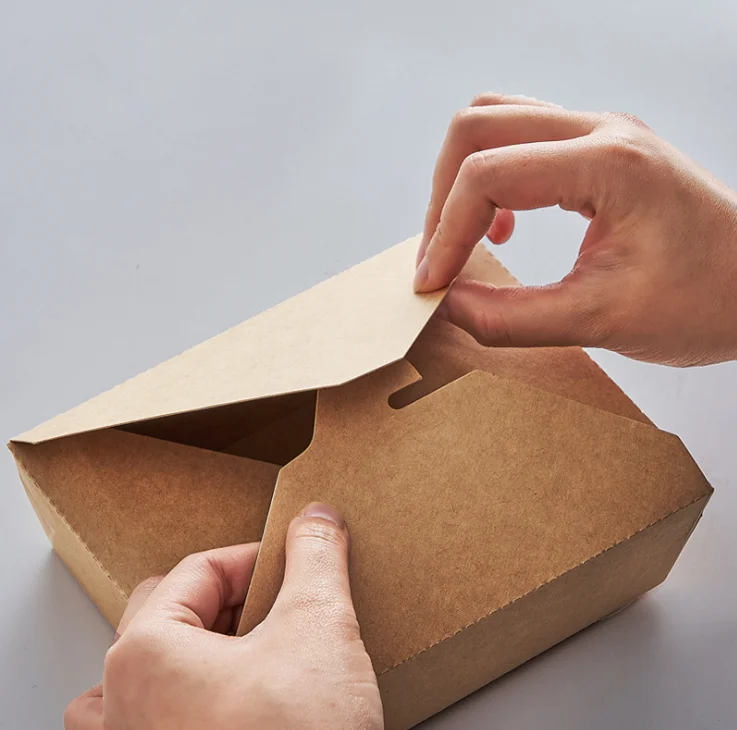 Eco Craft Paper Tableware Paper Cups Dishes Bag Fast Food Containers Box For Delivery Food