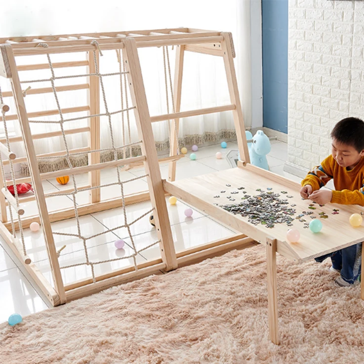 
Winning Montessori Educational Toy Wood Pikler Triangle Gym Kid Climbing Frame Net Ladder Ramp Swing Playground Baby Furniture 
