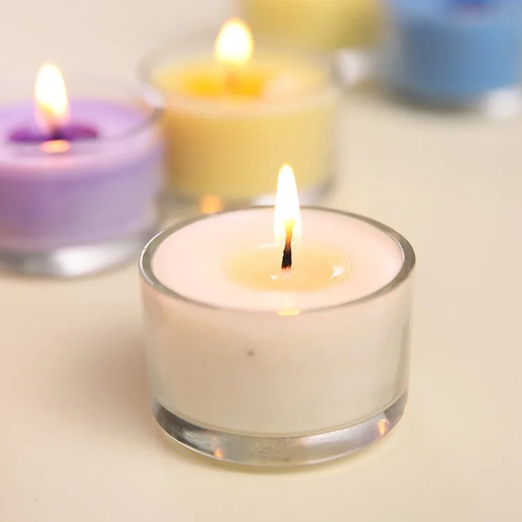 Small Size Clear Wide Round Glass Candle Jars Diameter 52mm Height 33mm Glass Holder Vessel with Wooden Lid