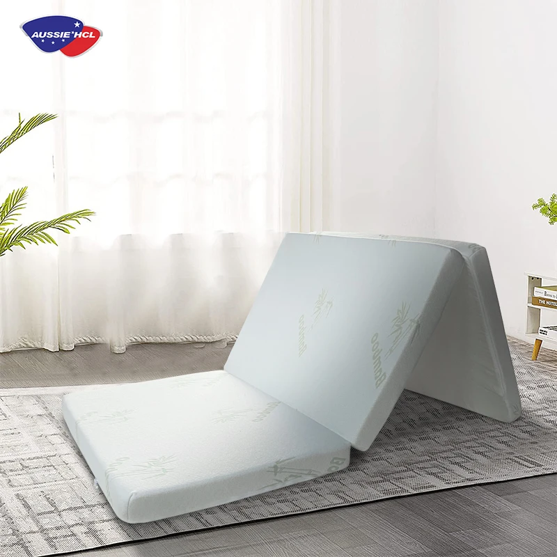 wholesale tri-fold floor futon sleep mattress in a box folded king queen size latex mattresses gel memory foam mattress topper