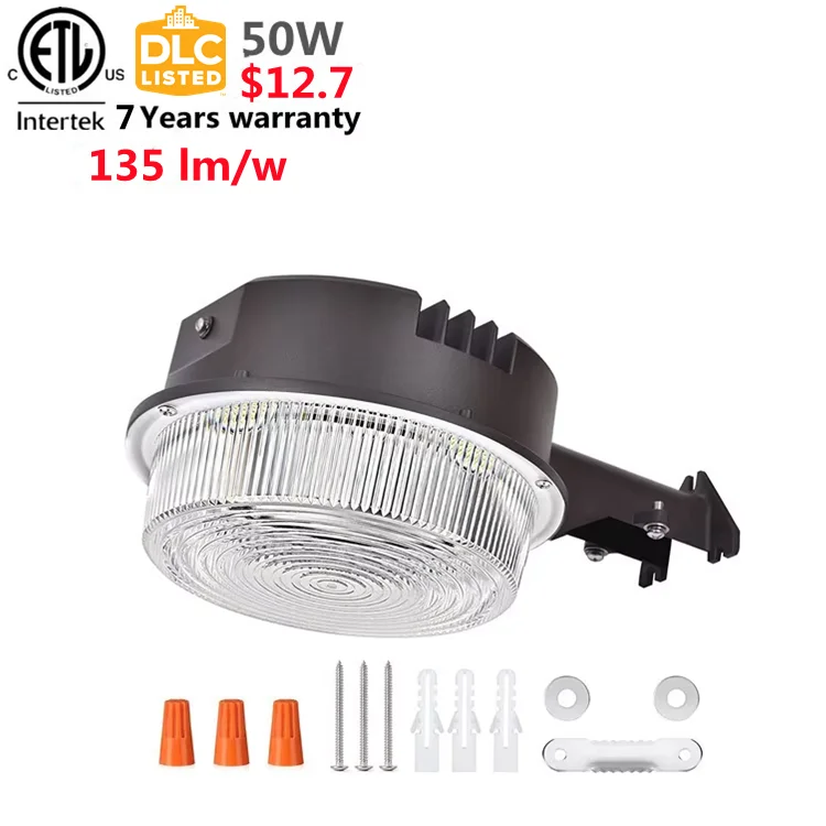 ETL DLC 7 years warranty led yard light photocell dusk to dawn 100w 40w 50w 90w 70w 120w 150w dimmable led barn light with pole