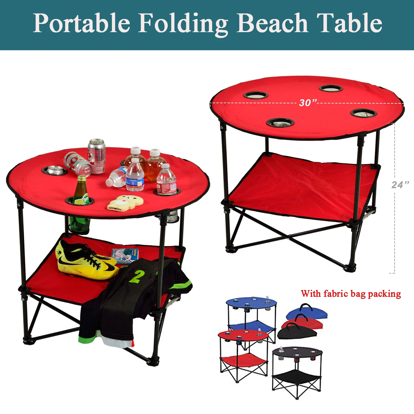 Portable  beach metal canvas folding table with carrying bag