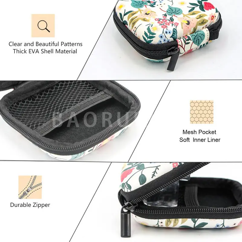 Custom Logo Mini Earphone Pouch Storage PU Leather Eva Zipper Earbud Case for Airpods Earpods Pro