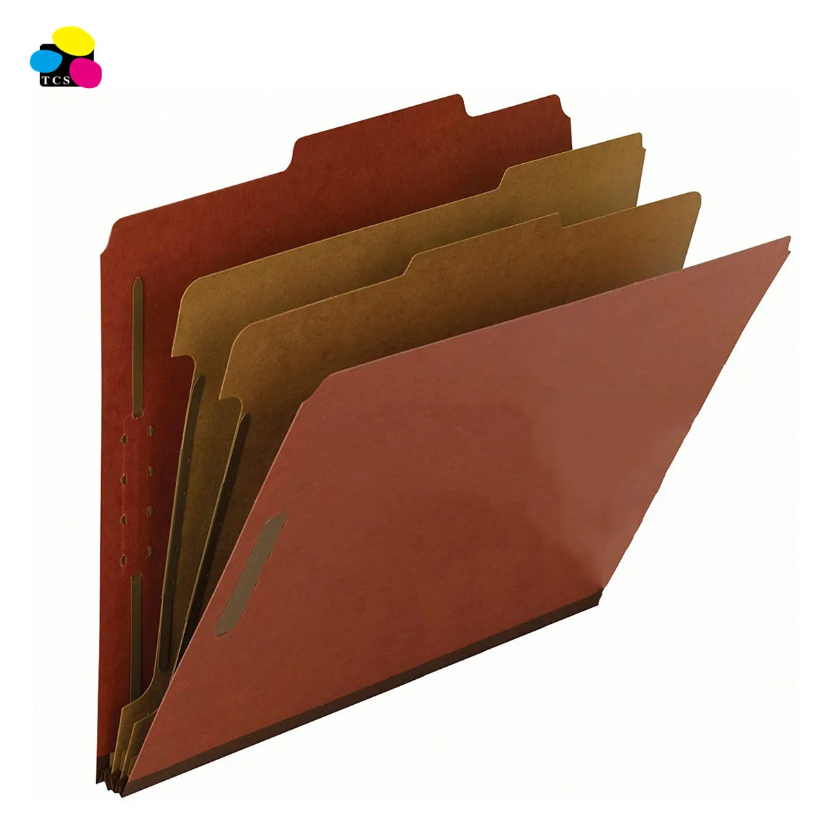 1/3 cut Tab 2 Dividers Dark Red Letter Size Pressboard Classification Folders With Fasteners