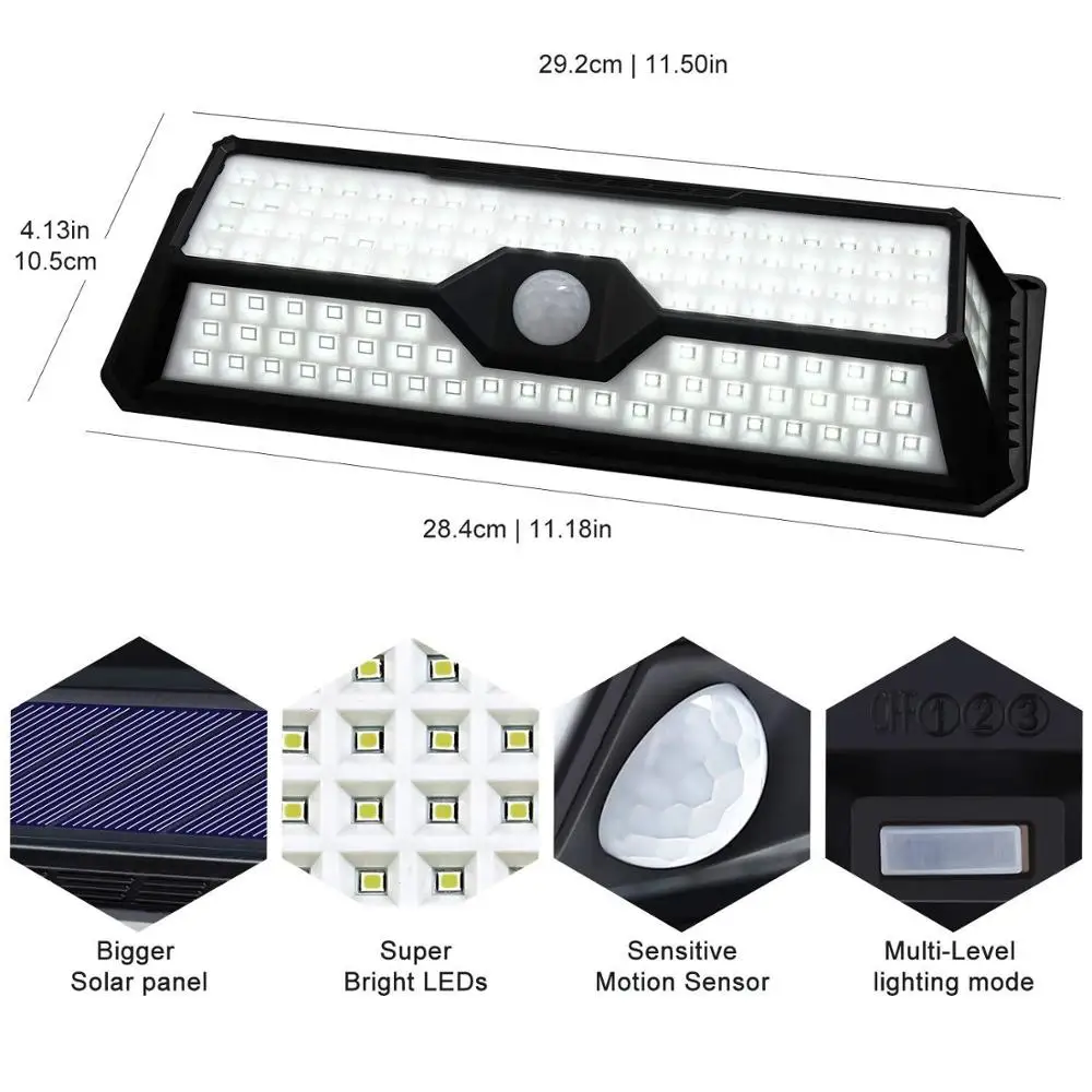 Hot Selling Outdoor High Bright 136 Led Lamp Solar Security Light Solar Powered Led Wall Light Motion Sensor Light For Garden