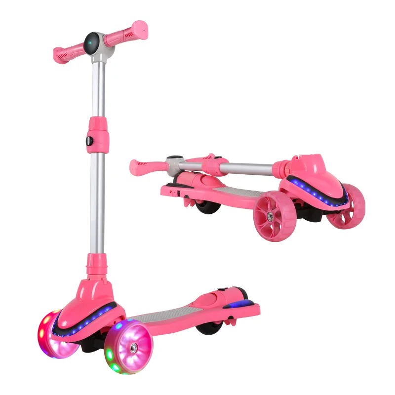 New Arrival 3 Wheel with LED Light 2 in 1 Folding Rocket Spray Smoke Bubble Seat for Children Kids Kick Foot Scooter for Sale