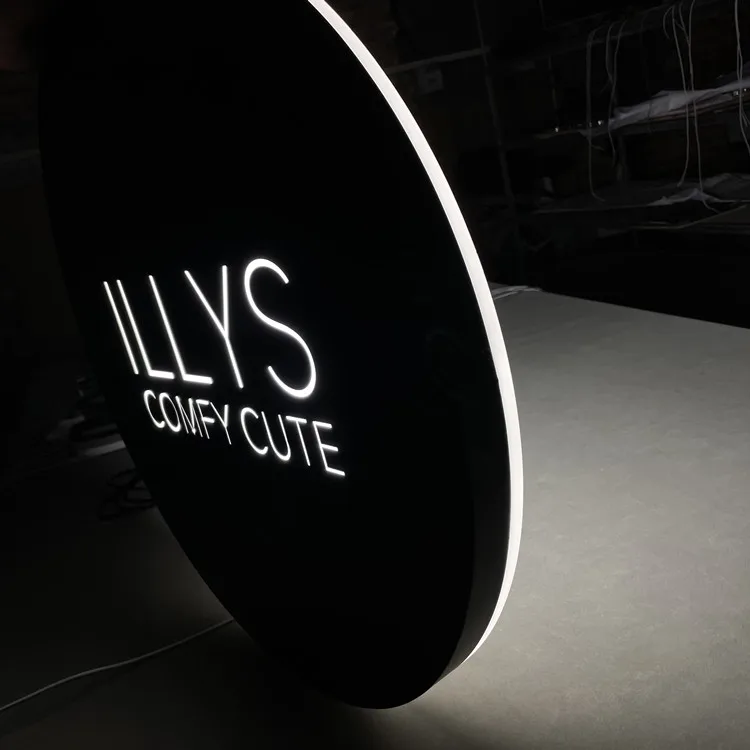 Custom Backlit Restaurant Logo Sign Advertising Led Light Box Circle Wall Single Side Outdoor Rounded Store Signs