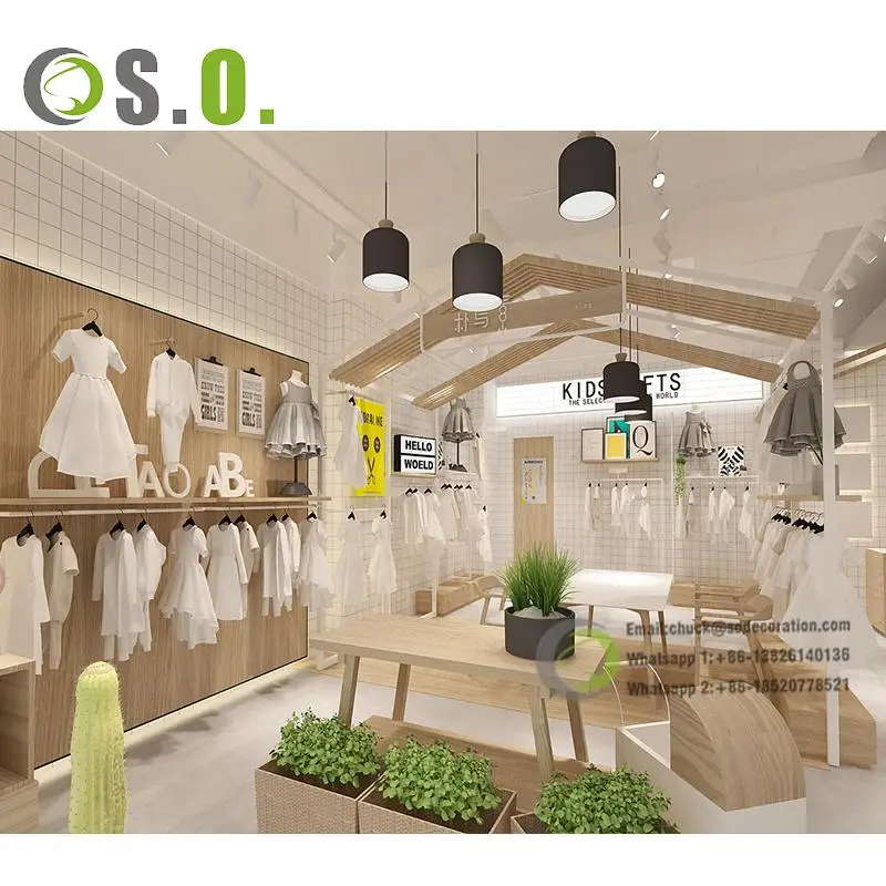 Kids Clothing Store Interior Design Fashion Display Rack Baby Shop Design, Retail Children Clothing Store Furniture