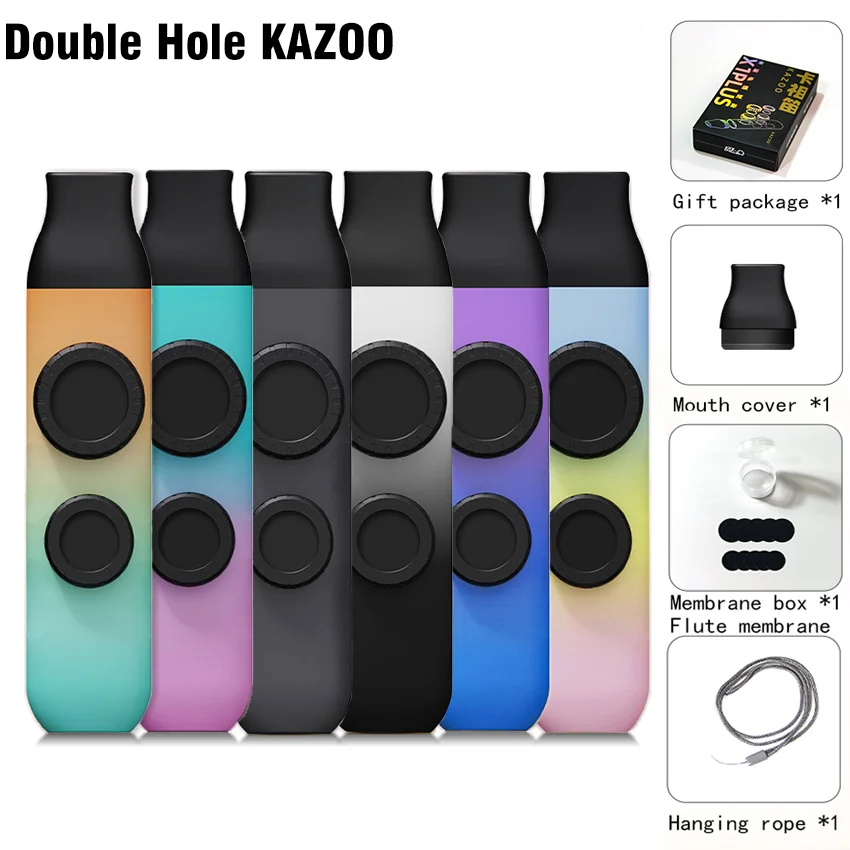 Kazoo Double Film Dazzling Color Kazoo Double Hole Harmonica Guitar Partner Musical Instruments Gifts